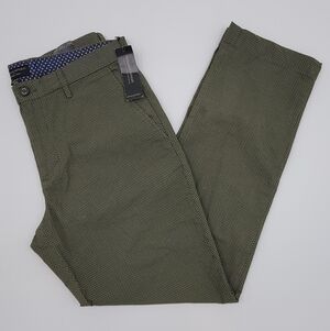 NEW Banana Republic Mens 33x32 Green Pattern Aiden Summer Weight Chino Stretch